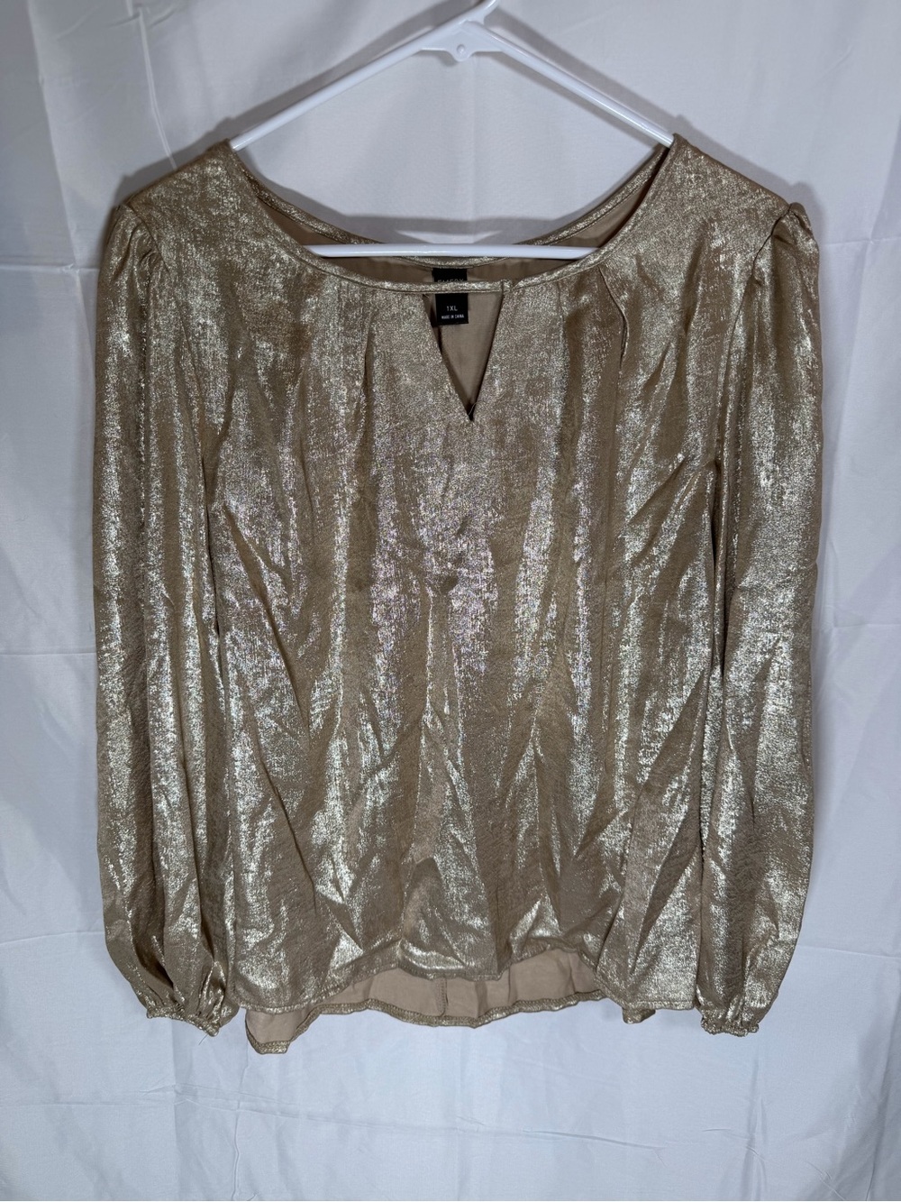Emery Rose Metallic Gold Shimmer Blouse Plus Size 1XL - Picture 7 of 9